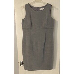 Jones Studio Dress 14 Gray Career Office Sleeveless Sheath Lagenlook Classic